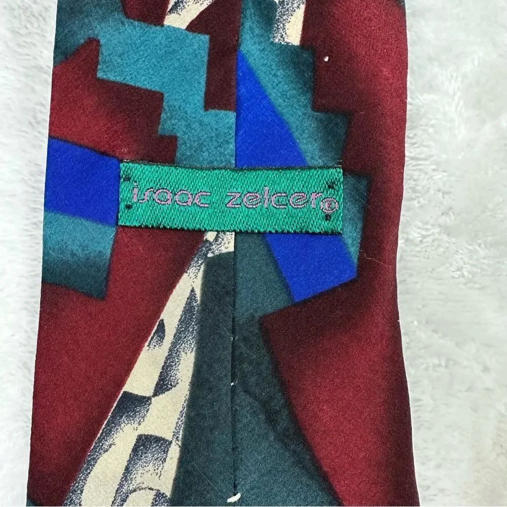 ‎Isaac Zelcer vintage abstract print silk tie